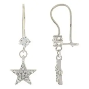 PENDIENTES ESTRELLA PAVÉ, PLATA RODIZADA