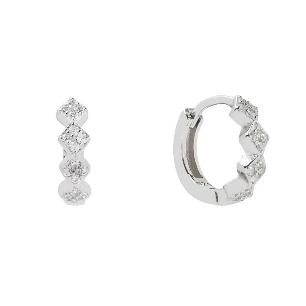 HUG ROMBOS PAVÉ, PLATA RODIZADA