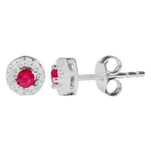AR CIRCULO PAVÉ ZIRCONIA FUCSIA, PLATA RODIZADA