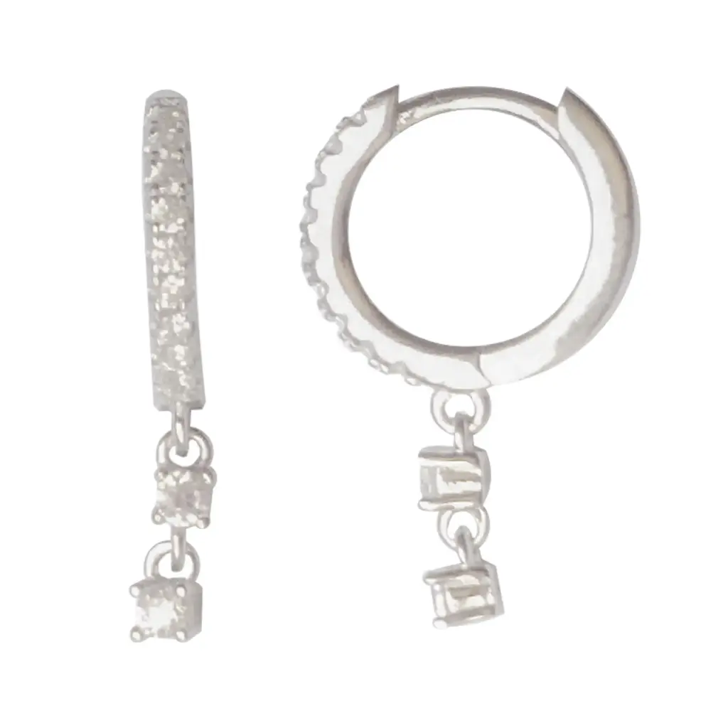 HUG 2 ZIRCONIAS COLGANTES, PLATA RODIZADA