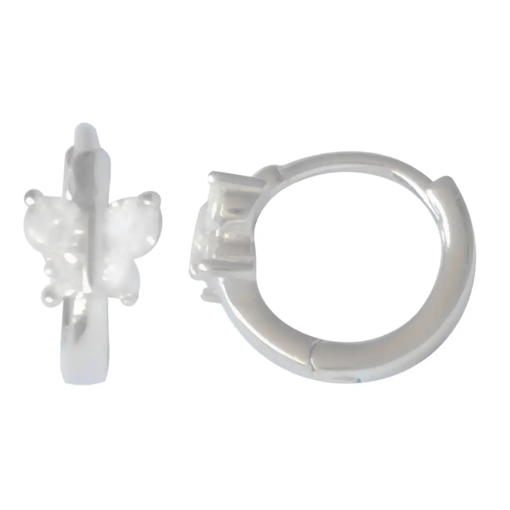 HUG MINI, MARIPOSA CON ZIRCONIAS, PLATA RODIZADA