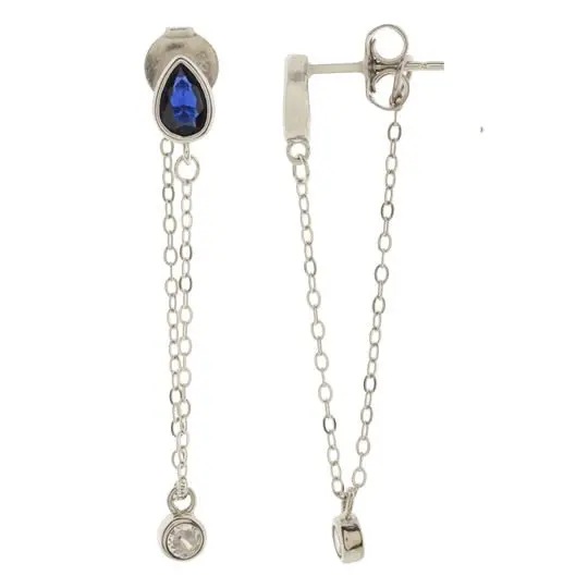 AR GOTA AZUL CON CADENA, PLATA 925