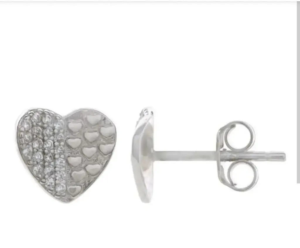 AR CORAZONES PUNTOS, PLATA RODIZADA