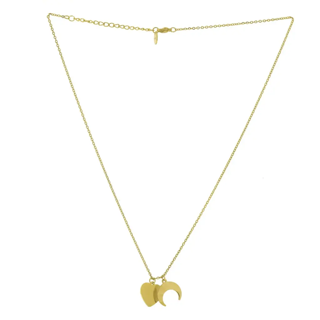 COLLAR LUNA Y CORAZÓN, ACERO