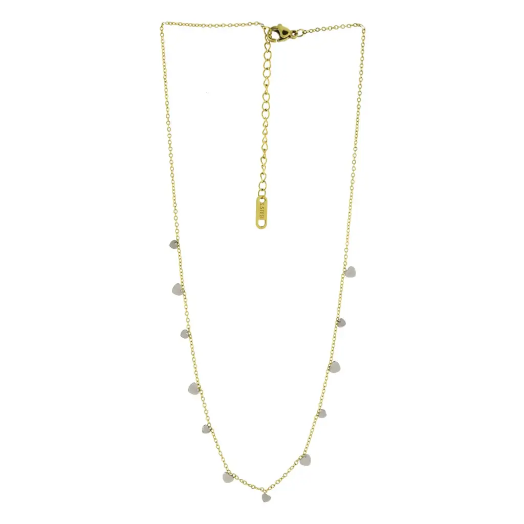 COLLAR CORAZONES MINI BICOLOR, ACERO