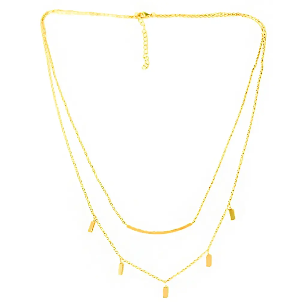 COLL DOBLE BARRA, ACERO DORADO