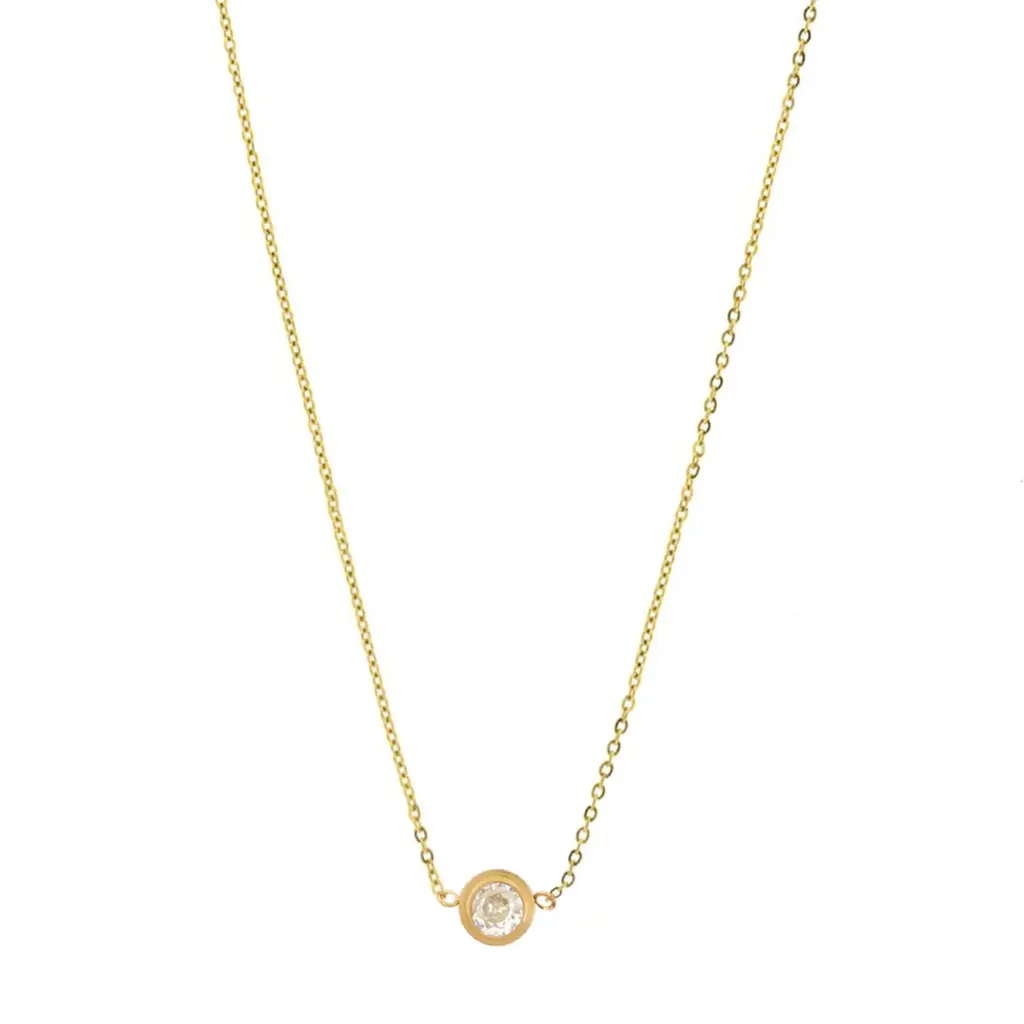 COLL CIRCULO ZIRCONIAS, ACERO DORADO