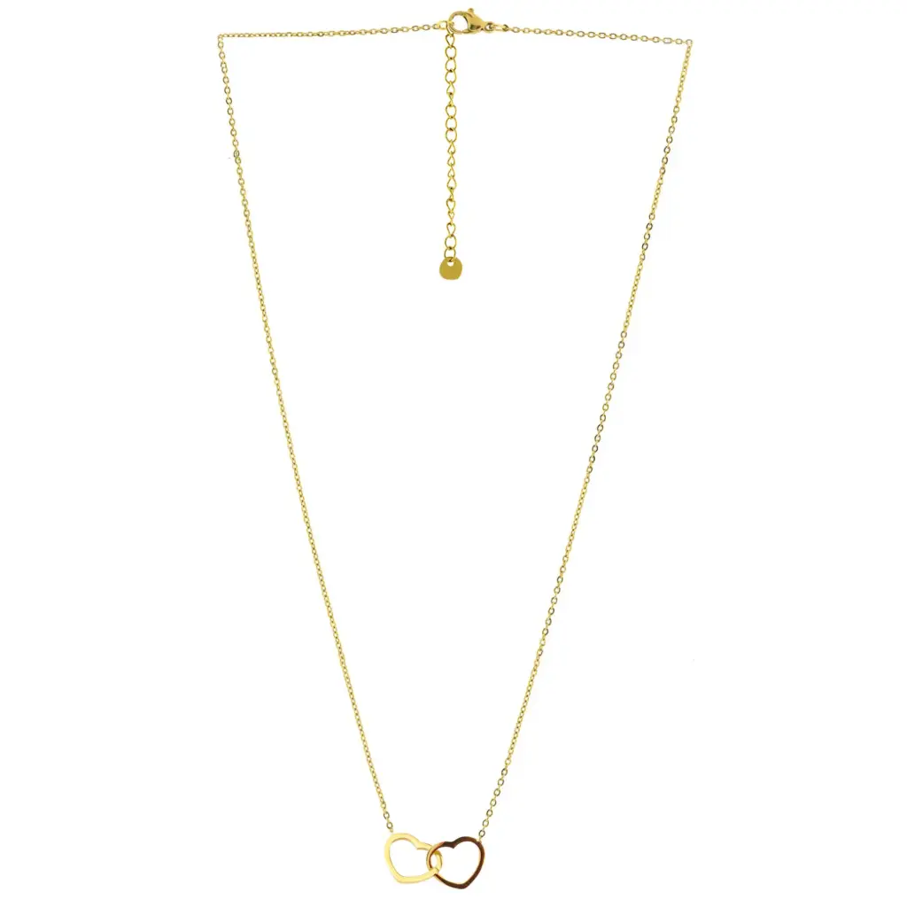 COLL CORAZONES ENLAZADOS, ACERO DORADO