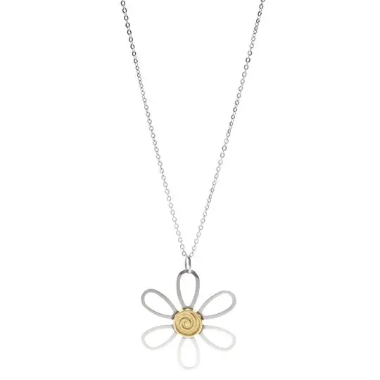 AZAG001DJ DIJE PETALO CALADO ACERO CENTRO ESPIRAL EN LÁMINA DE ORO 18 K