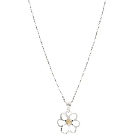 AZAG015DJ DIJE FLOR RÚSTICA ACERO, DETALLE ORO 18 K  2