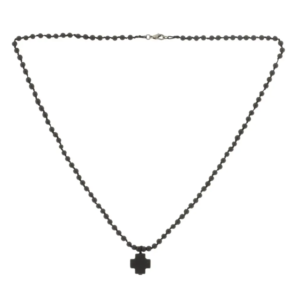 COLLAR CRUZ Y HEMATITAS 50 CM