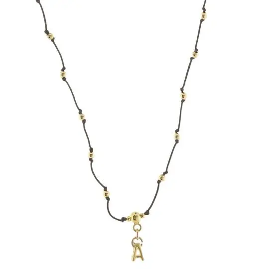 COLLAR HILO BOLITAS LETRA A, CHAPA