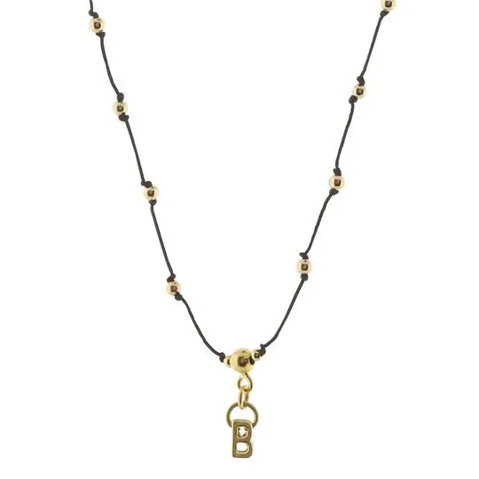 COLLAR HILO BOLITAS LETRA B, CHAPA