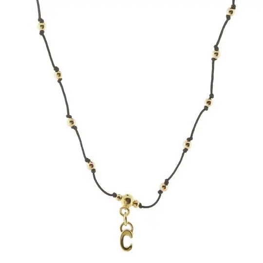 COLLAR HILO BOLITAS LETRA C, CHAPA