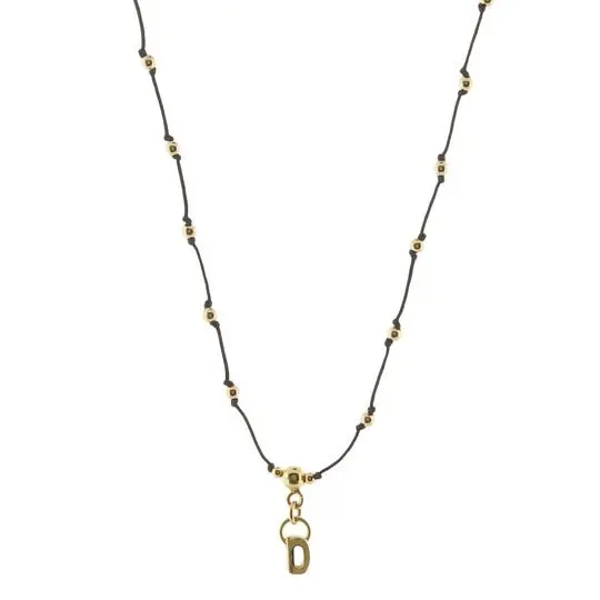COLLAR HILO BOLITAS LETRA D, CHAPA