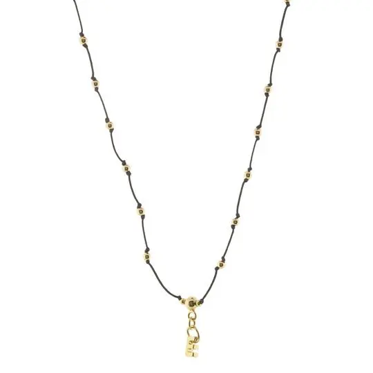 COLLAR HILO BOLITAS LETRA F, CHAPA