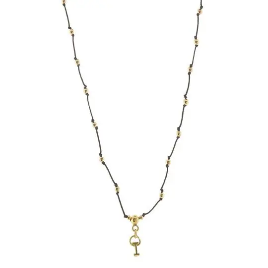 COLLAR HILO BOLITAS LETRA I, CHAPA