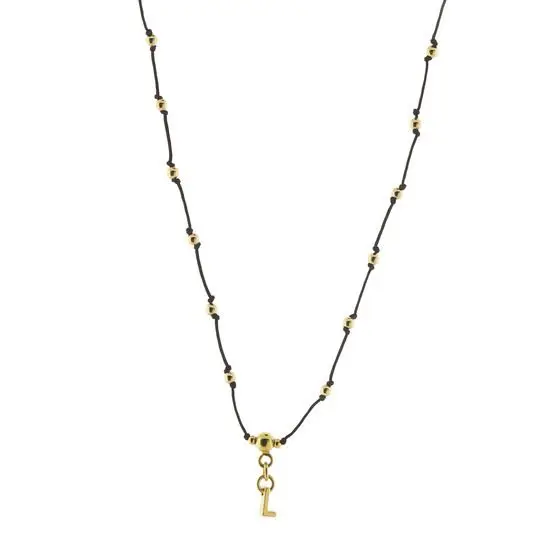 COLLAR HILO BOLITAS LETRA L, CHAPA