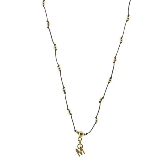 COLLAR HILO BOLITAS LETRA M, CHAPA