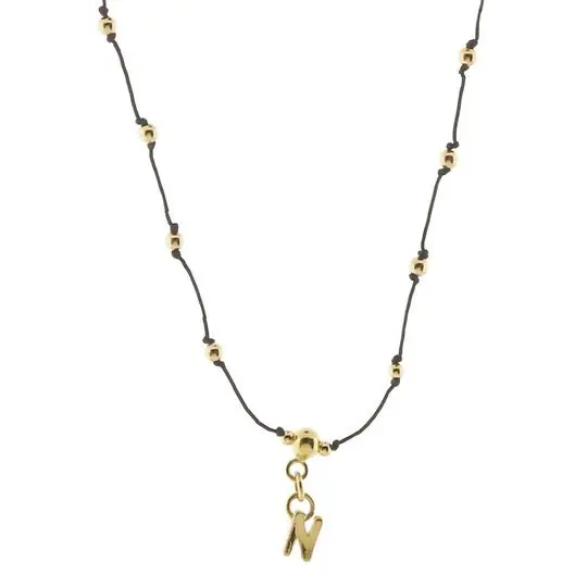 COLLAR HILO BOLITAS LETRA N, CHAPA