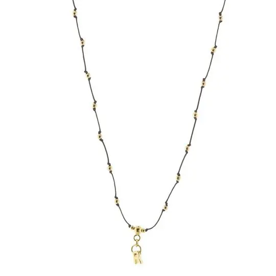 COLLAR HILO BOLITAS LETRA R, CHAPA