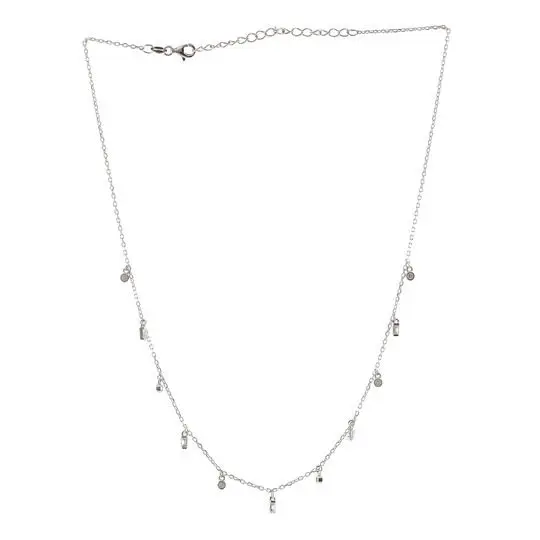 COLLAR CIRCULOS Y BAGUETTS, PLATA .925