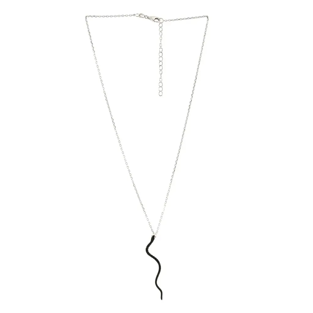 COLLAR VIBORA ZIRCONIAS NEGRAS, PLATA .925