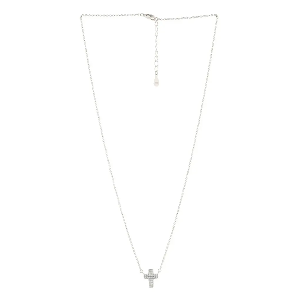 COLLAR CRUZ PLATINADA, PLATA .925