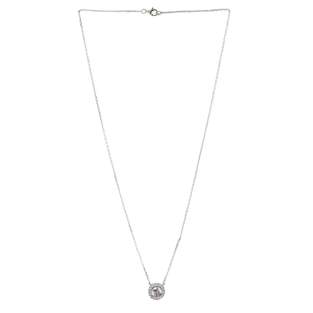 COLL CIRCULO ZIRCONIA BISEL PAVE, PLATA RODIZADA