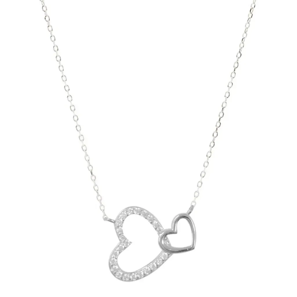 COLL CORAZONES CALADOS, PLATA RODIZADA