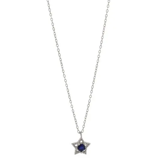 COLL ESTRELLA ZIRCONIA AZUL, PLATA .925