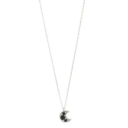 COLL LUNA ZIRCONIAS NEGRES, PLATA .925