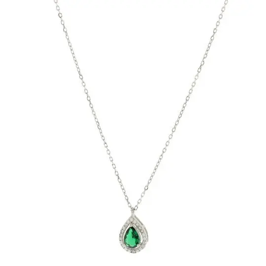 CO GOTA ESMERALDA PAVÉ, PLATA RODIZADA