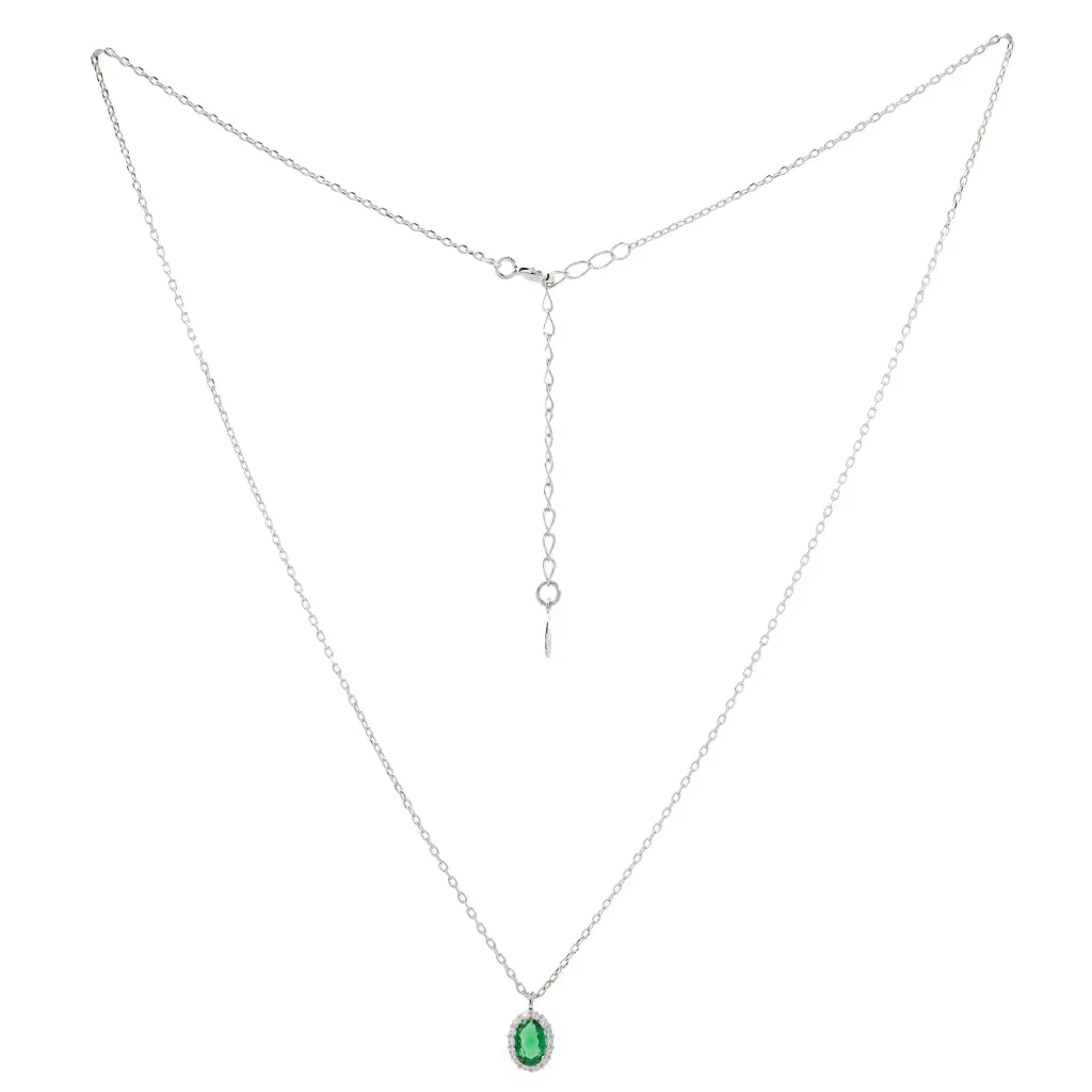 CO OVALO ESMERALDA,BISEL PAVÉ, PLATA RODIZADA