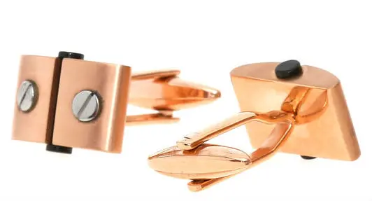 AZAC-010MN MANCUERNILLAS  2 CUADROS CON TORNILLOS ACERO, CHAPA COBRE