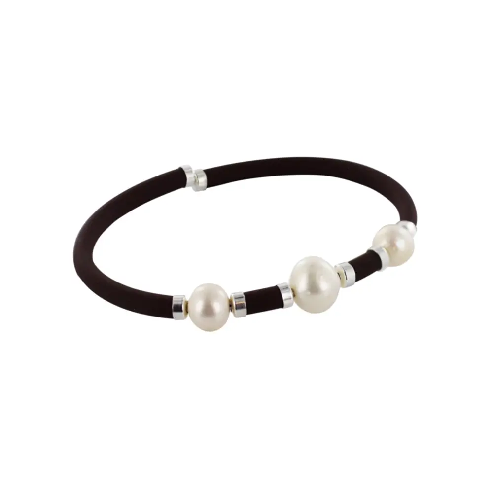 AZCA-020PU PULS. CAUCHO, PERLAS CULTIVADAS Y DETALLES EN PLATA