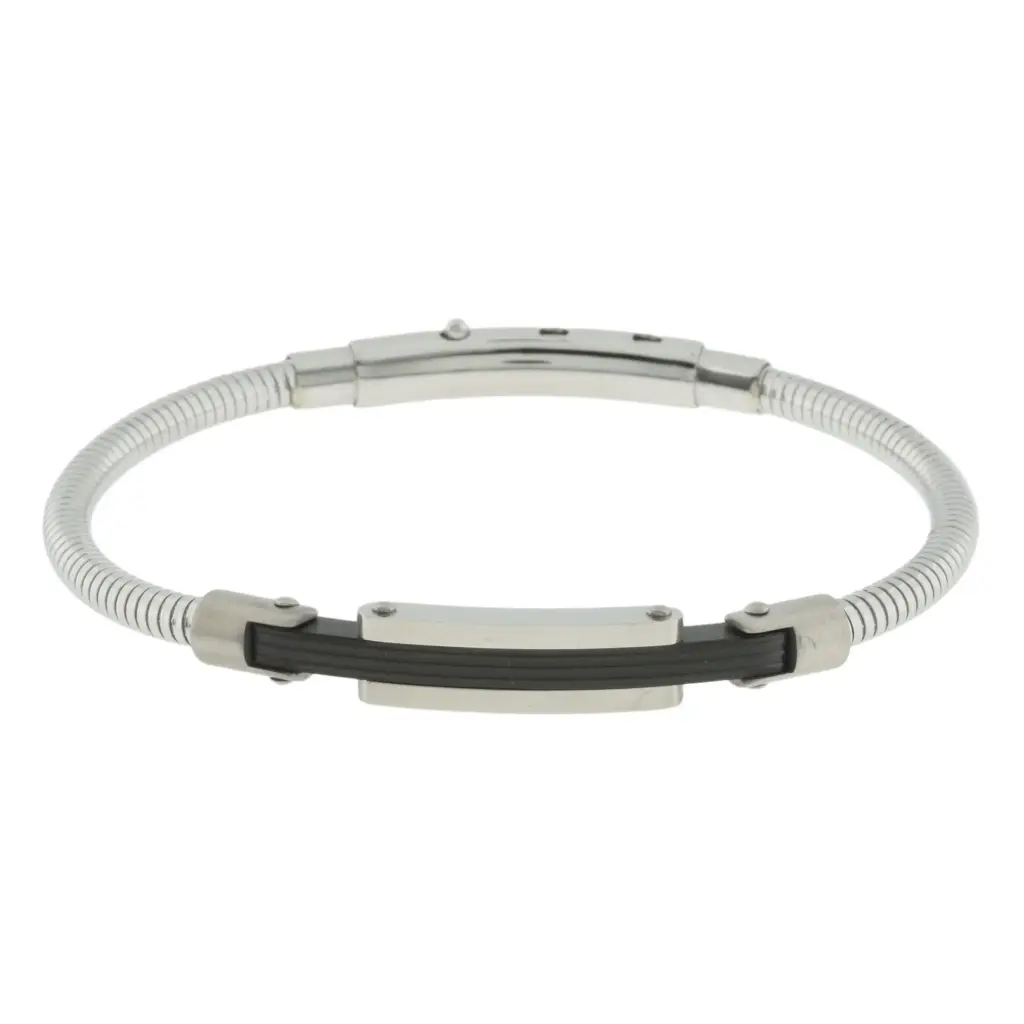 PULS. TIPO RESORTE CON PLACA NEGRA, ACERO