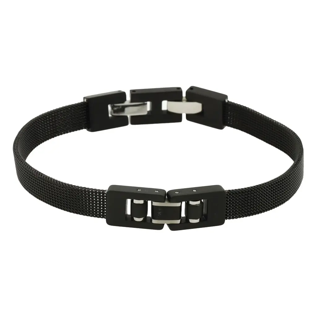 PULS TIPO RELOJ TRES ESLABONES, NEGRA, ACERO