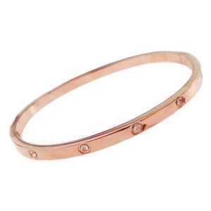 BRAZALETE CIRCONIAS, ACERO ROSA