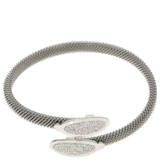 AZA-051PU PULS. MALLA HILO ACERO CON OVALOS ZIRCONIAS