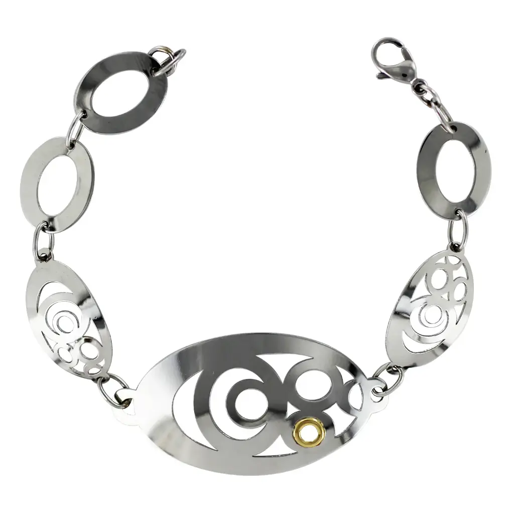 AZAG027PU PULS. ELIPCES ACERO CON DETALLES ORO 18 K
