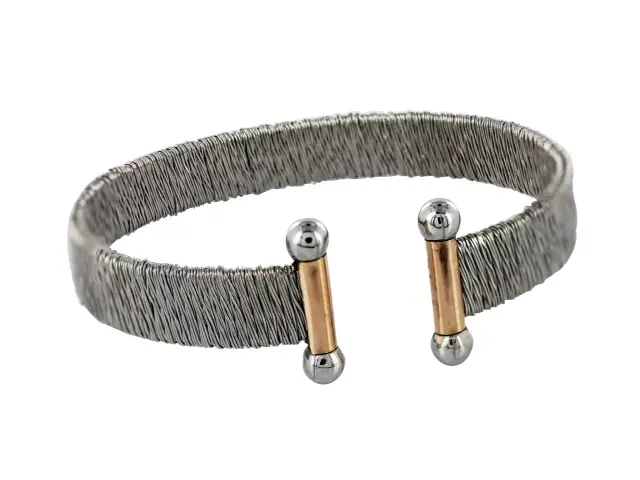 AZAG039PU PULS. MALLA HILO ACERO CON DETALLES CHAPADOS COLOR COBRE