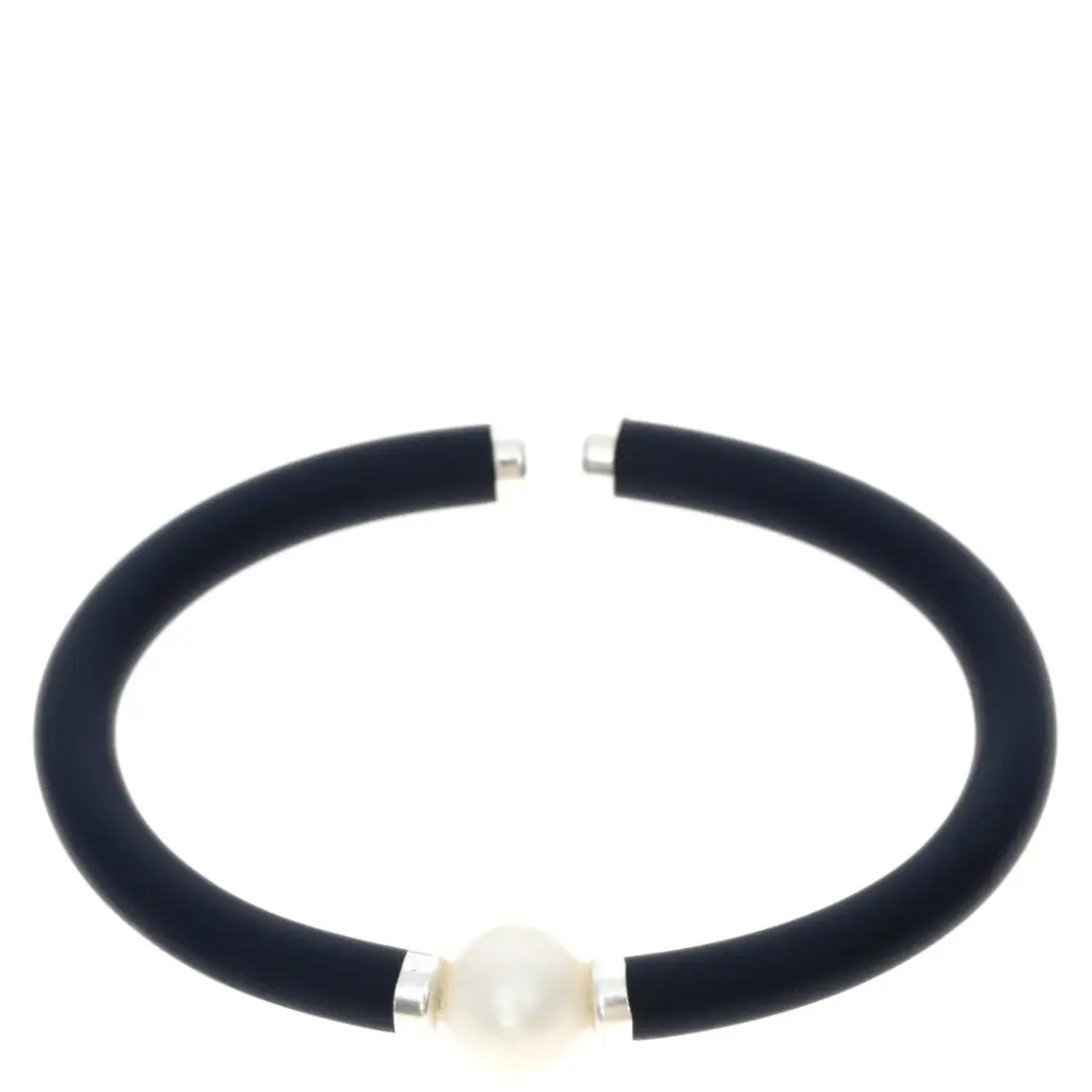 AZCA-012PU PULS. CAUCHO AZUL MARINO PERLA CENTRAL DETALLES PLATA