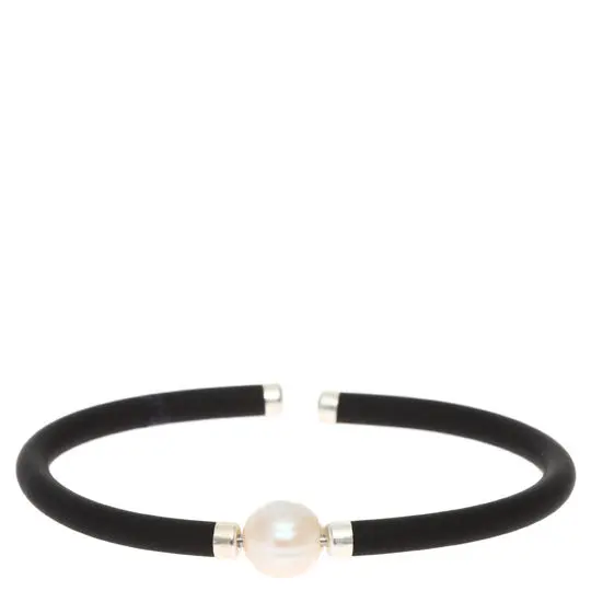 AZCA-012PU PULS. CAUCHO NEGRO PERLA CENTRAL DETALLES PLATA