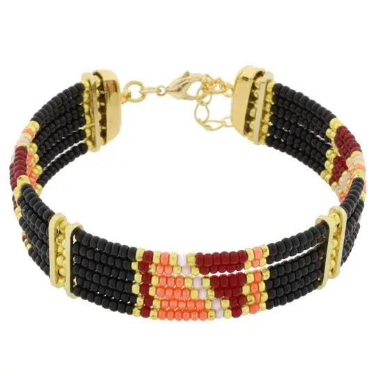 PULS CHAQUIRAS TRIANGULOS ROJOS Y SALMON