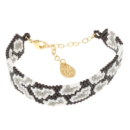 PULS. HUICHOL ANIMAL PRINT NEGRA, CHAPA