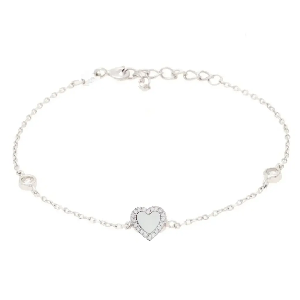 PULS CORAZON MADREPERLA, PLATA RODIZADA