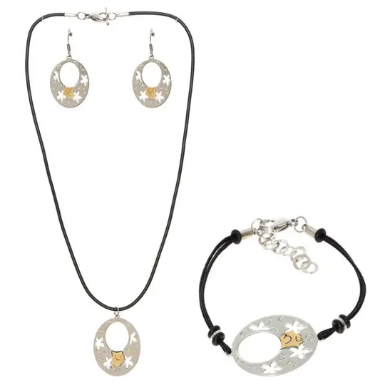 AZA-004JGO JUEGO ESTRELLAS, ACERO CON DETALLE ORO 18K