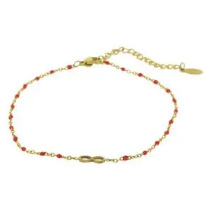 TOB. INFINITO CON BOLITAS ROJAS, ACERO DORADO