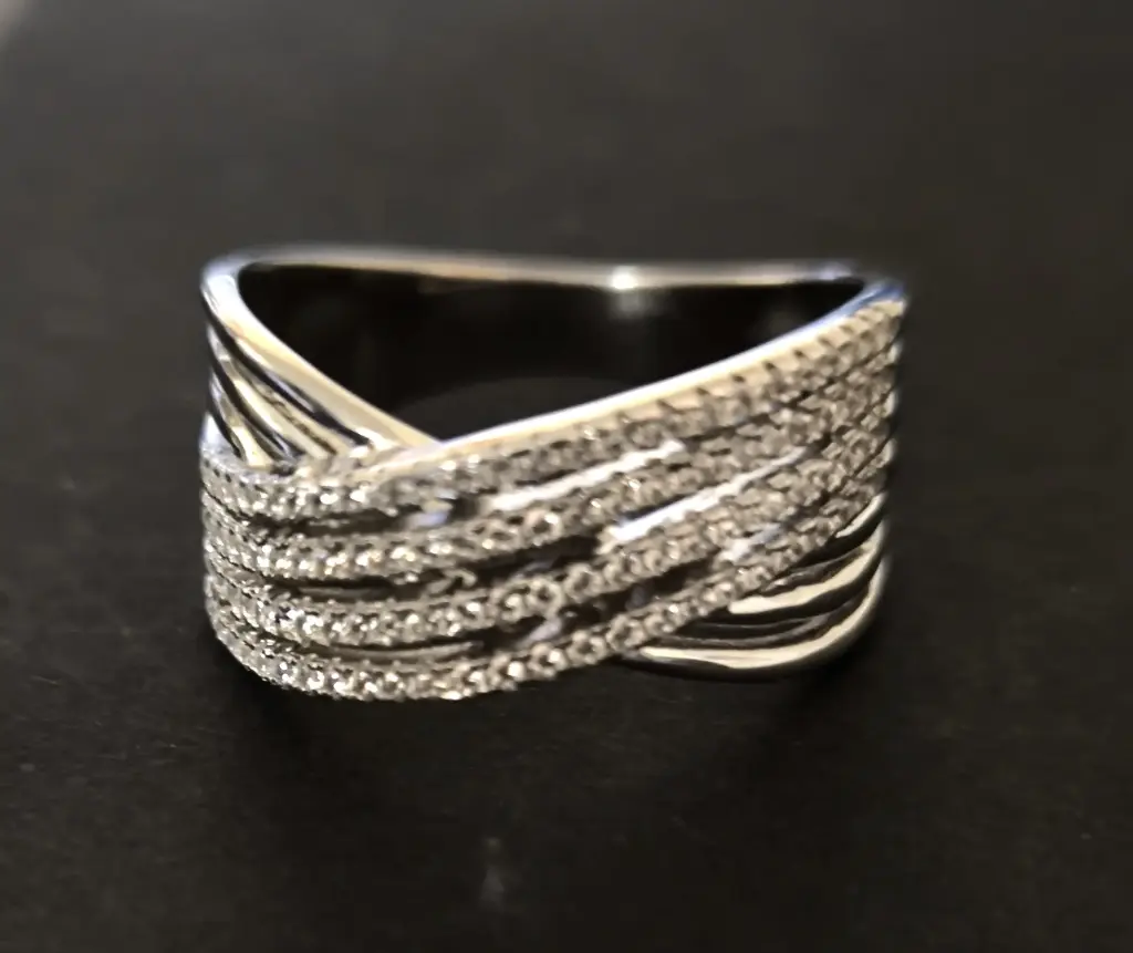 AN LINEAS PAVÉ CRUZADAS, PLATA RODIZADA